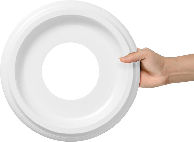 ELFCAB 2 Pack White Molded Nylon Ceiling Medallion for Light Fixtures and Ceiling Fans 10"OD x 4"ID x 1"P (Fits Canopies up to7-1/4") - Image 1